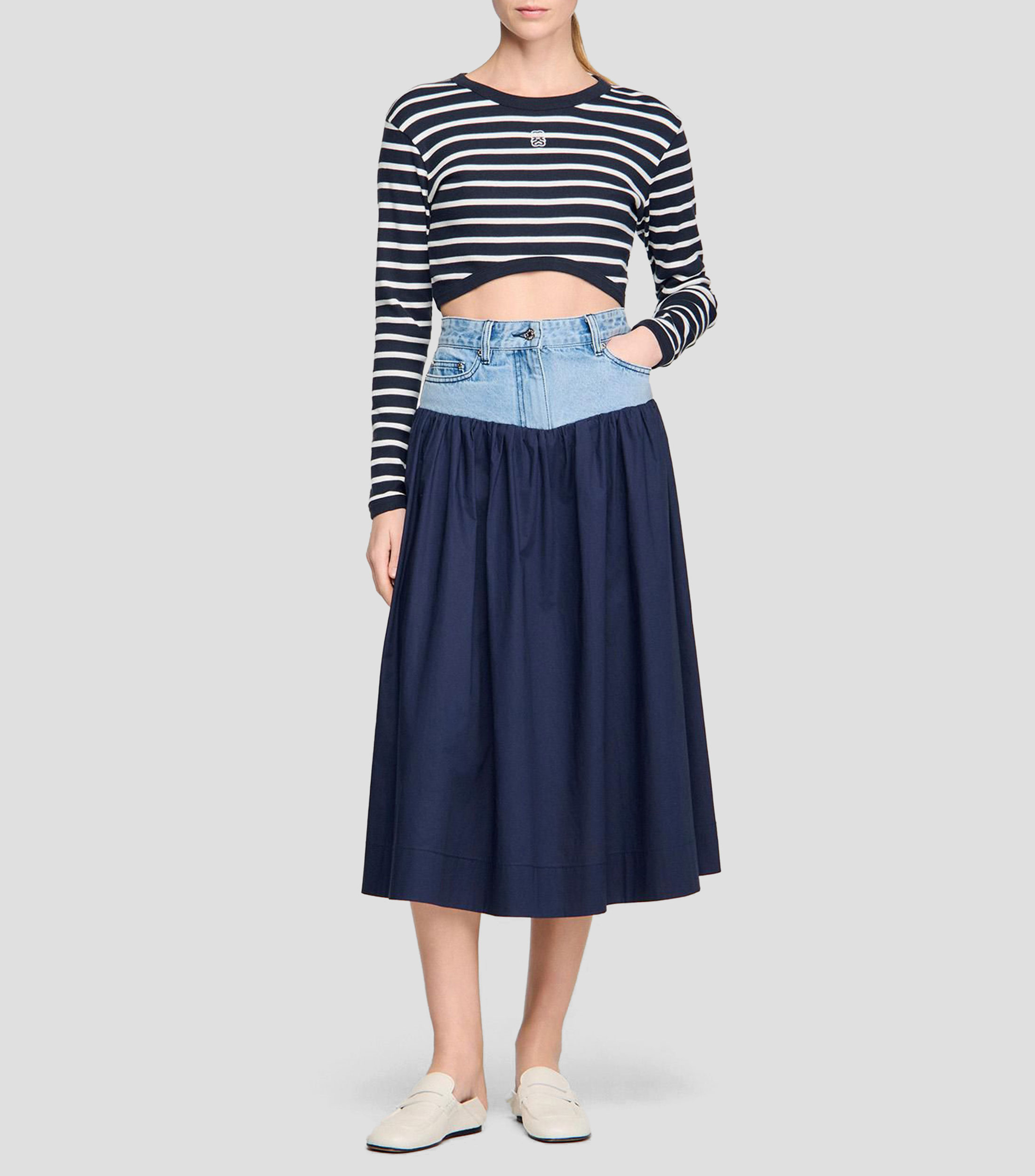 Falda midi de corte A lisa Mujer